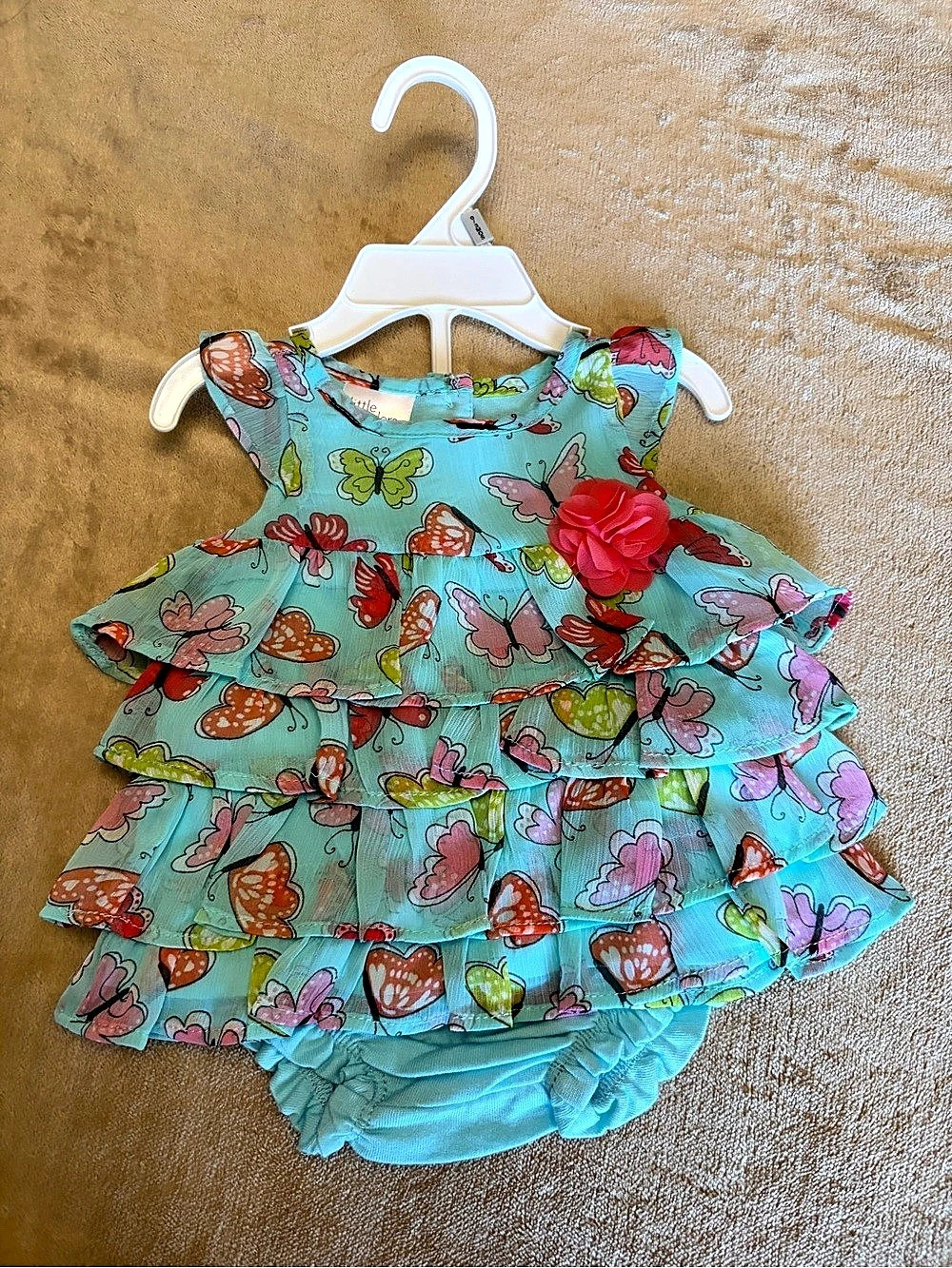 Little Wonders Baby Floral Dress Set Blue & Pink NWT